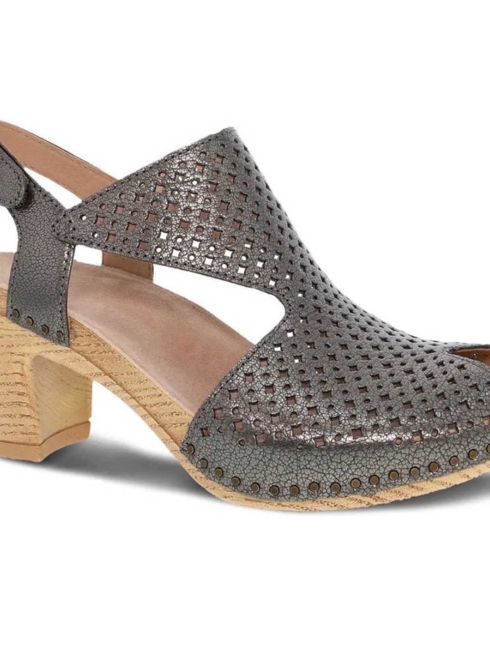 Dansko Metallic Gray Perforated Slingback Mule